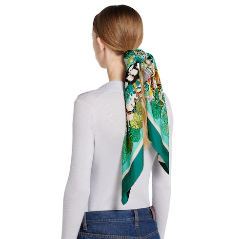 Vierecktuch aus Seide mit Print, 90 x 90 Projekt