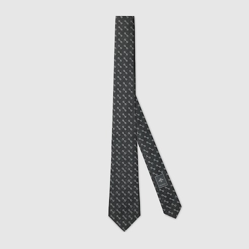 Krawatte aus Seidenjacquard mit Horsebit