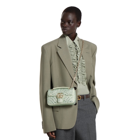 Kleine GG Marmont Schultertasche mit Kristallen