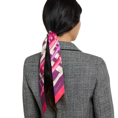 Printed silk twill ribbon