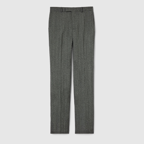 Herringbone wool mouliné trousers