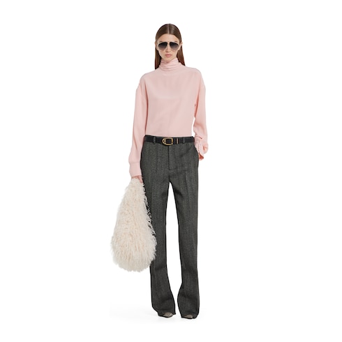 Herringbone wool mouliné trousers