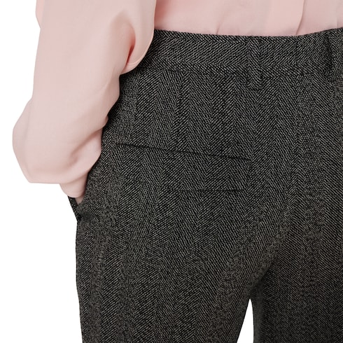 Herringbone wool mouliné trousers