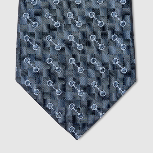 Horsebit silk jacquard tie