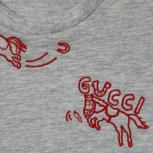 T-shirt neonato in cotone con ricamo