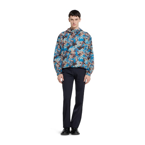 Wool gabardine pant with embroidery