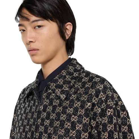 Veste en tweed de laine lamé brodée