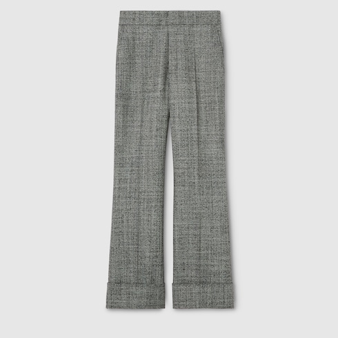 Pantalon en grisaille de laine avec broderie