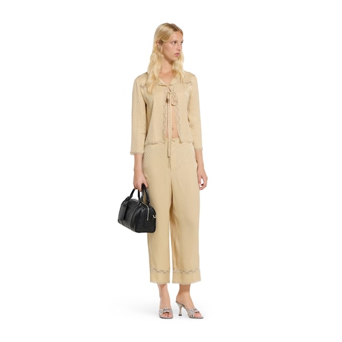 Sandalo slider donna con Incrocio GG con cristalli