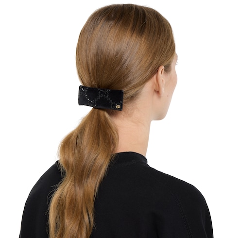 Pince à cheveux en velours doux avec cristaux