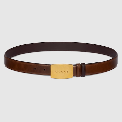 Reversible belt with plaque buckle
