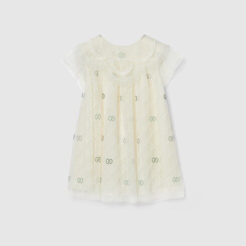 Baby embroidered GG tulle dress