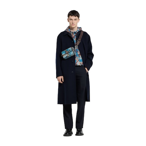 Printed technical poplin zip jacket