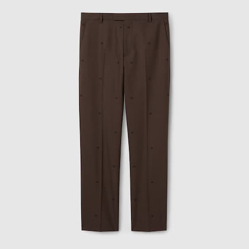 Pantalon en jacquard de laine GG à imprimé pied de poule