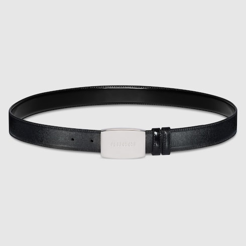 Reversible belt with plaque buckle