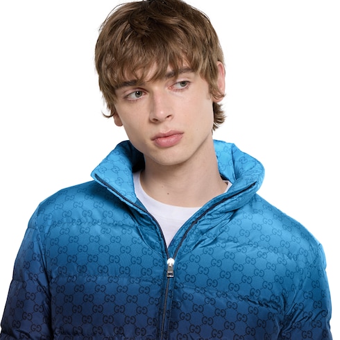 Printed technical poplin zip jacket 