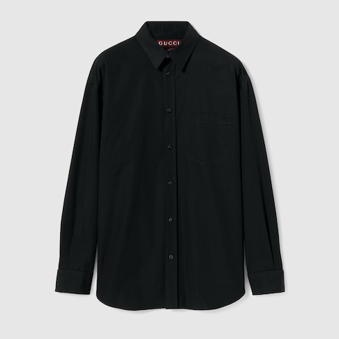 Cotton poplin shirt with logo 