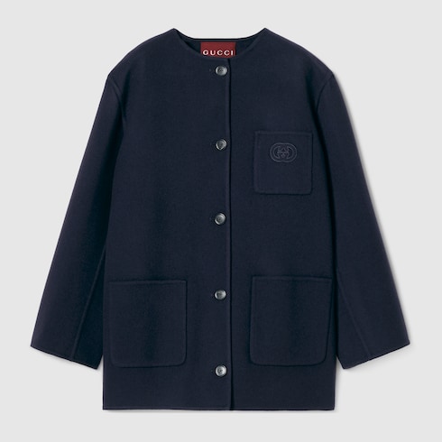 Wool coat with embroidery