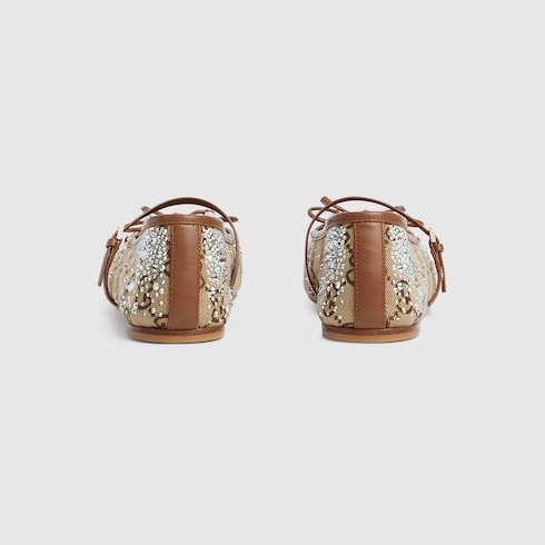 Ballerina donna Gucci con cristalli GG e Morsetto 