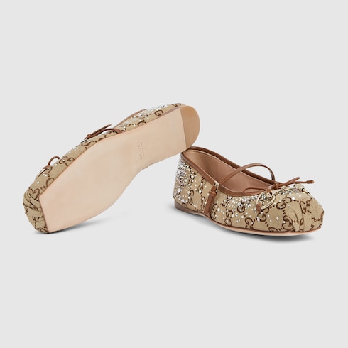 Bailarina Gucci Horsebit GG cristales mujer 