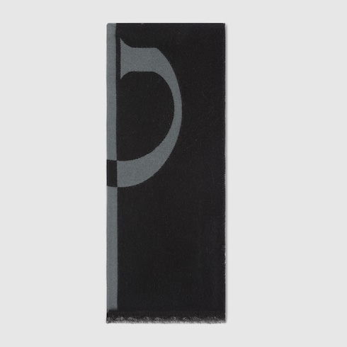 Wool scarf with Gucci logo