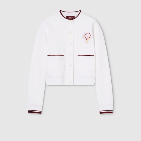 Cotton jersey cardigan with embroidery