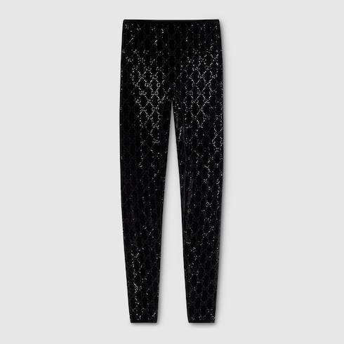 Leggings con ricamo GG di cristalli