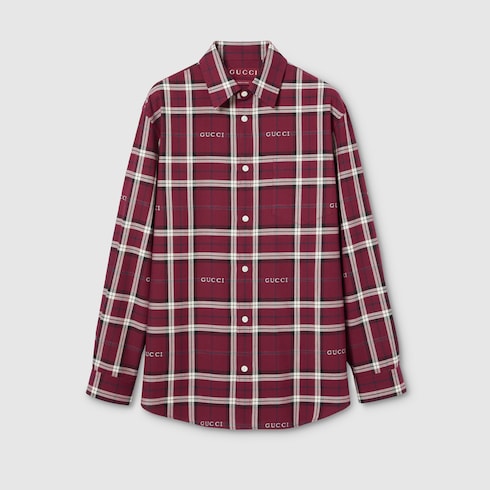Chemise en jacquard de coton à motif tartan