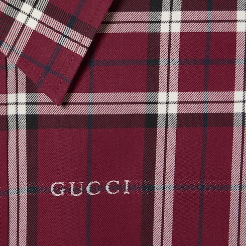 Chemise en jacquard de coton à motif tartan