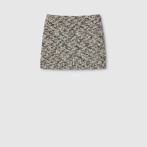 Laminated bouclé fabric skirt