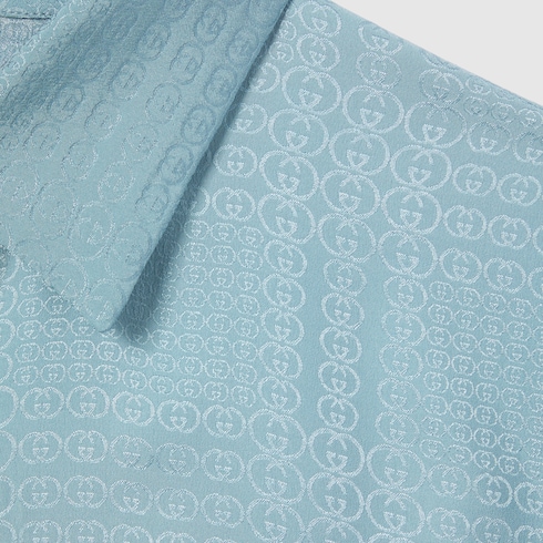 Chemise en jacquard de soie à motif GG enlacés
