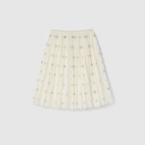 Gonna bambino in tulle GG ricamato