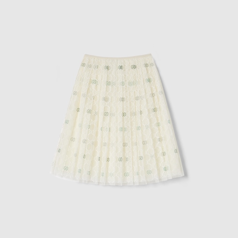 Gonna bambino in tulle GG ricamato