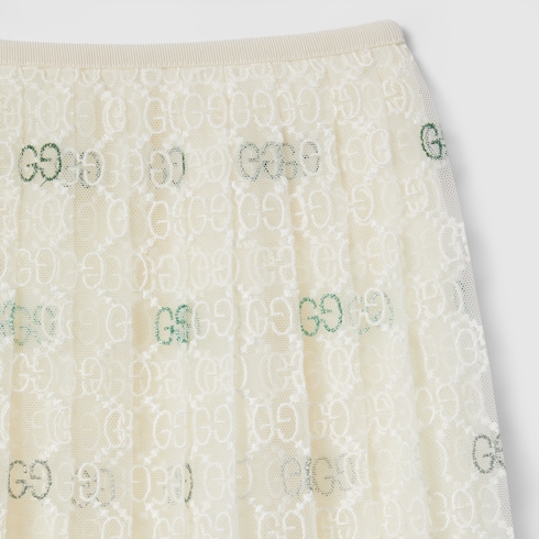 Gonna bambino in tulle GG ricamato
