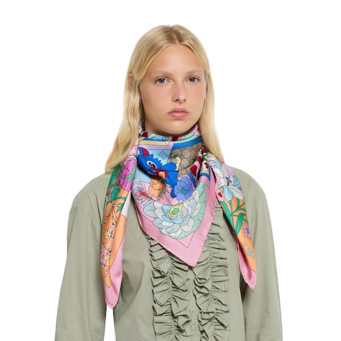 Gucci Besties printed silk twill carré
