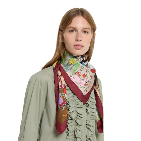 Pañuelo de sarga de seda Gucci Besties