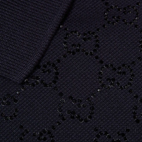 Cotton piquet polo shirt with crystals