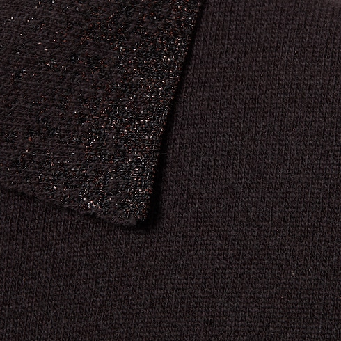 Knit wool lurex polo shirt with embroidery