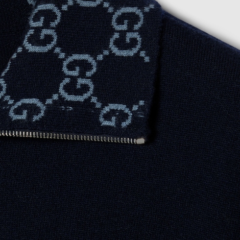 Knit double wool zip jacket