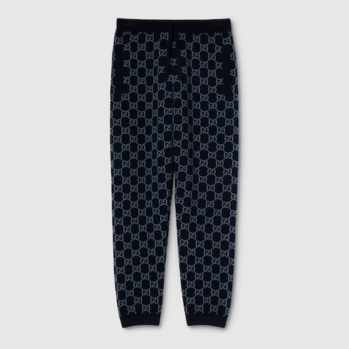 Pantalon décontracté en maille de laine double GG