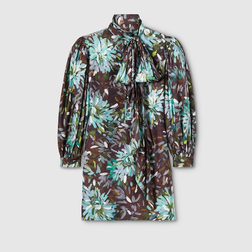 Vestido de sarga de seda con estampado