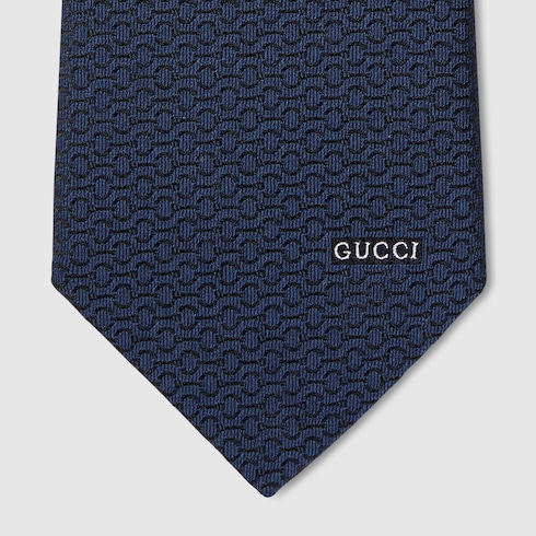 Gucci马衔扣桑蚕丝提花领带