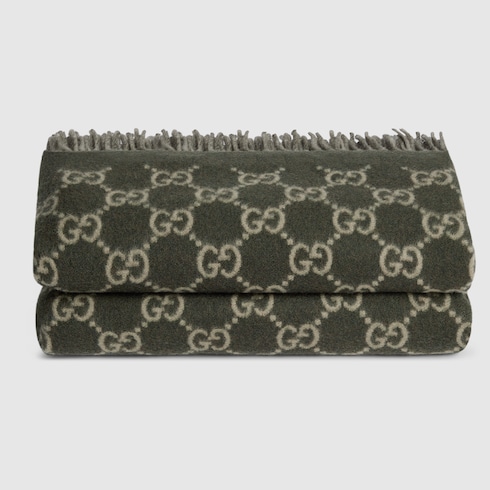 Coperta reversibile in lana e cashmere GG