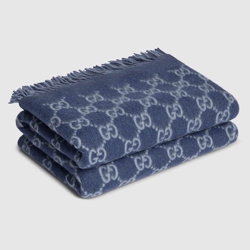 Coperta reversibile in lana e cashmere GG