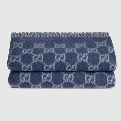 Reversible GG wool cashmere blanket