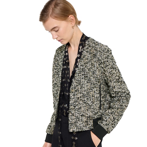 Laminated wool bouclé fabric jacket