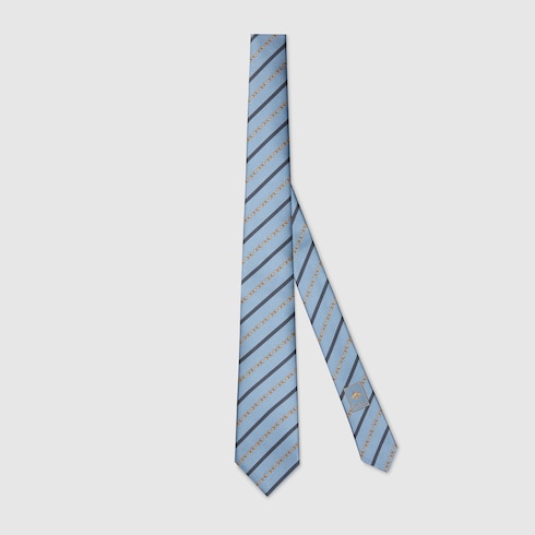 Krawatte aus Seidenjacquard mit diagonalem Horsebit