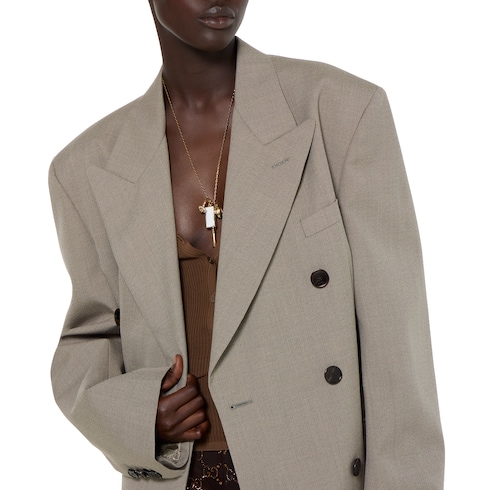 Double-breasted wool mouliné jacket