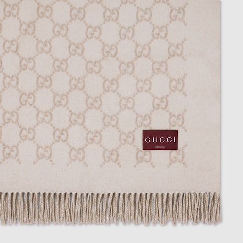 Reversible GG wool cashmere blanket