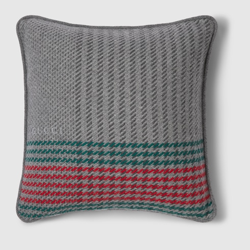 Cojín jacquard de cashmere con tribanda Web 